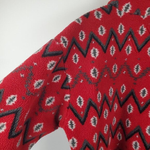 Tsunami 1/2 Zip Fleece Pullover Shirt Men Medium Red Black Aztec Chevron Outdoor - Picture 15 of 16